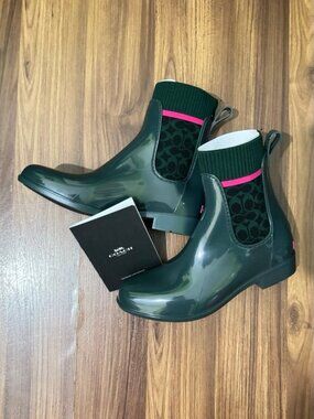 NEW COACH Rain Boots | Rivington Rubber Rain Bootie Size 6